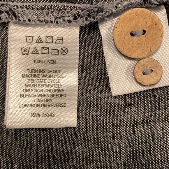 Tahari 100% Linen Back Buttons Lagenlook Top - Picture 10 of 13